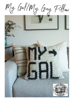 Lion Brand M22091 - My Gal/My Guy Pillow in Wool-Ease Thick & Quick (downloadable PDF)