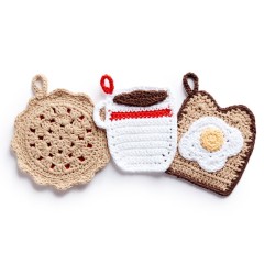 Sugar 'n Cream - Crochet Pot Holder Diner Trio in Solids (downloadable PDF)