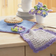 Sugar 'n Cream - Dishcloth and Pansy Potholder in Solids, Ombres and Twists (downloadable PDF)