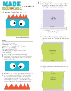 Moda - Lil Monster Pencil Case Pattern (downloadable PDF)