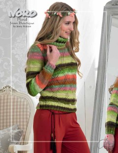 Noro - Floral Sweater with Lace Diamond Front by Jenny Watson in Kureyon (downloadable PDF)