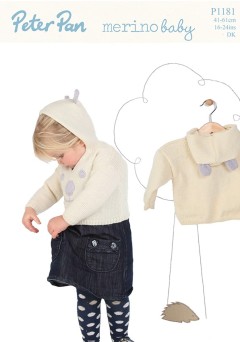 Peter Pan P1181 Hooded Sweaters in Merino Baby DK (downloadable PDF)