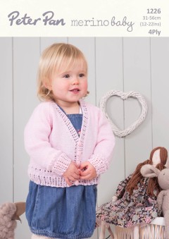 Peter Pan P1226 V Neck Cardigan and Cardigan with Collar in Merino Baby 4ply (downloadable PDF)