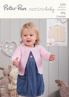 Peter Pan P1229 Crochet Jacket and Gilet in Merino Baby 4ply (downloadable PDF)