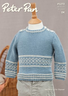 Peter Pan P1272 Fairisle Sweater and Slipover in Merino Baby DK (downloadable PDF)