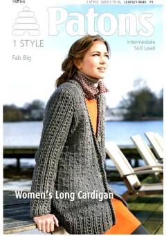 Patons 4040 - Fab Big Womens Long Cardigan (leaflet)