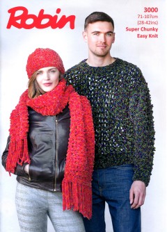 Robin 3000 - Sweater, Hat and Scarf in Firecracker Super Chunky (leaflet)