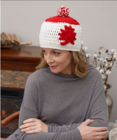 Red Heart - Adult Maple Leaf Hat in Super Saver (downloadable PDF)