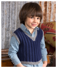 Red Heart - Boy's Seeded Rib Vest in Red Heart Soft (downloadable PDF)