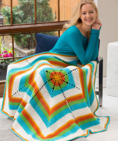 Red Heart - Bright & Breezy Throw in Super Saver (downloadable PDF)