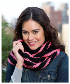 Red Heart - Bright Stripes Cowl in Red Heart Soft (downloadable PDF)