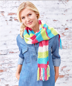 Red Heart - Bright Stripes Textured Scarf in Super Saver (downloadable PDF)