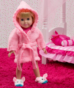 Red Heart - Doll Robe And Bunny Slippers in Super Saver (downloadable PDF)