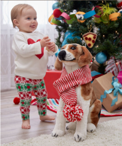 Red Heart - Holiday Stripes Dog Scarf in Super Saver (downloadable PDF)