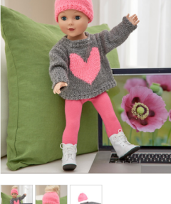 Red Heart - Love My Doll Sweater & Messy Bun Hat in Super Saver (downloadable PDF)