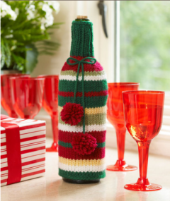 Red Heart - Striped Bottle Cozy in Super Saver (downloadable PDF)