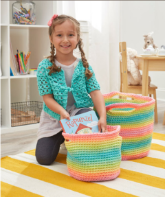Red Heart - Striping Fun Crochet Baskets in Super Saver (downloadable PDF)