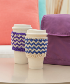 Red Heart - Zigzag Crochet Cup Cozy in Super Saver (downloadable PDF)