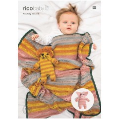 Rico Baby 1034 (downloadable PDF) Crochet Blanket, Pig and Lion in Baby Classic DK