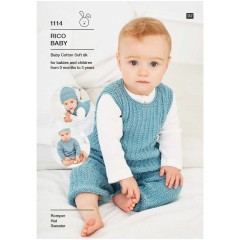 Rico Baby 1114 (downloadable PDF) Romper, Hat and Sweater in Baby Cotton Soft DK