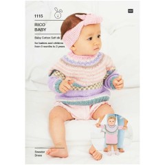 Rico Baby 1115 (downloadable PDF) Sweater and Dress in Baby Cotton Soft DK