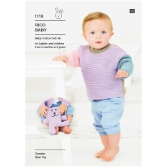 Rico Baby 1118 (downloadable PDF) Sweater and Bear Toy in Baby Cotton Soft DK