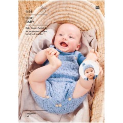 Rico Baby 1155 (Leaflet) Dungarees & Hat in Baby Dream Tweed DK