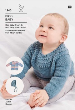 Rico Baby 1243 Jumper, Jacket and Bonnet in Baby Dream DK and Baby Dream Uni DK (leaflet)