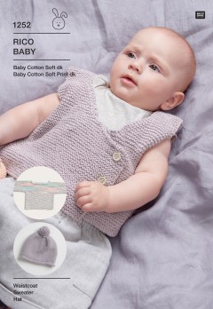 Rico Baby 1252 Waistcoat, Sweater and Hat in Baby Cotton Soft DK and Baby Cotton Soft Print DK (leaflet)