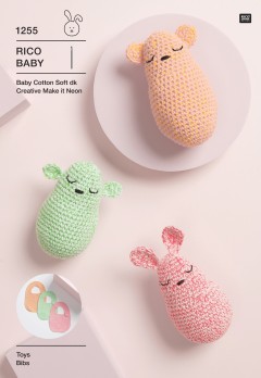 Rico Baby 1255 Bibs and Toys in Baby Cotton Soft DK and Creative Make it Neon (downloadable PDF)