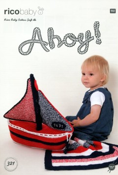 Rico Baby 321  (downloadable PDF) Baby Cotton Soft Sailing Boat and Stripey Blanket (DK)