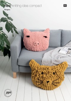 Rico Knitting Idea Compact 990 Lion and Pig Cushions in Pompon (leaflet)