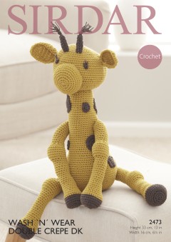 Sirdar 2473 Crochet Giraffe Toy in Wash N Wear Double Crepe DK (downloadable PDF)