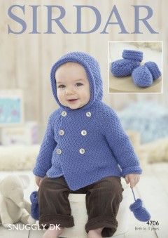 Sirdar 4706 Coat, Mittens and Bootees in Snuggly DK (downloadable PDF)