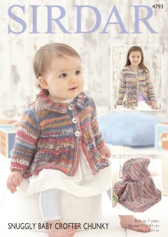 Sirdar 4793 Girls Coat and Blanket in Snuggly Baby Crofter Chunky (downloadable PDF)