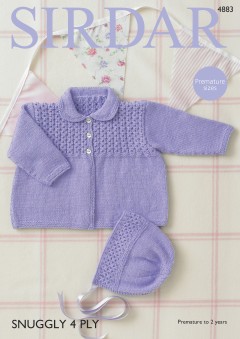 Sirdar 4883 Baby Girl's Coat and Bonnet in Snuggly 4 Ply (downloadable PDF)