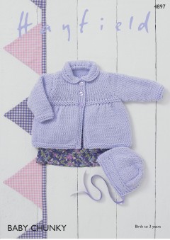Sirdar 4897 Coat and Bonnet in Hayfield Baby Chunky (downloadable PDF)