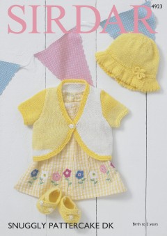 Sirdar 4923 Baby Girl's Bolero, Sunhat and Shoes in Snuggly Pattercake DK (downloadable PDF)