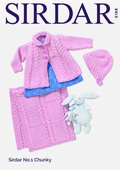 Sirdar 5188 Baby Girl's Matinee 
Coat, Bonnet and Blanket in No.1 Chunky 
(leaflet)