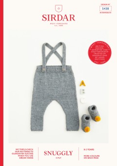 Sirdar 5438 Dungarees and Bootees in Snuggly 4 Ply 50g (downloadable PDF)