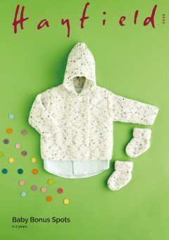 Sirdar 5446 Hooded Jacket and Bootees in Hayfield Bonus Baby Spots (downloadable PDF)