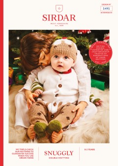 Sirdar 5495 Christmas Pudding Onesie, Hat and Mittens in Snuggly DK 50g (downloadable PDF)