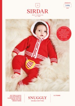 Sirdar 5496 Santa Hoodie and Dungarees in Snuggly Snowflake Chunky 50g and Snuggly DK 50g (downloadable PDF)