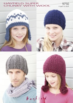 Sirdar 9750 Hayfield Super Chunky With Wool Hats (downloadable PDF)