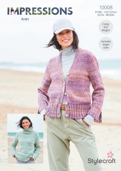 Stylecraft 10008 Sweater and Cardigan in Impressions (leaflet)