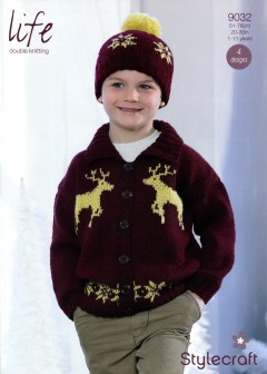 Stylecraft 9032 Life DK (downloadable PDF) Childrens Winter Fairisle Sweater & Accessories