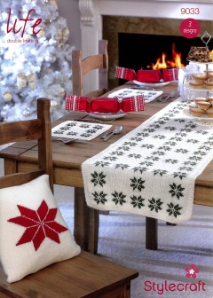 Stylecraft 9033 Life DK (downloadable PDF) Winter Fairisle Cushion, Table Mats & Table Runner