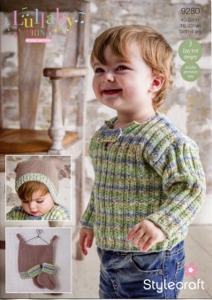 Stylecraft 9280 Sweater, Hat and Bootees in Lullaby Print and Lullaby DK (leaflet)