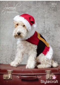 Stylecraft 9310 Santa Dog Coat and Hat in Special DK and Eskimo DK (downloadable PDF)