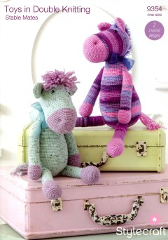 Stylecraft 9354 Stable Mates Pony and Donkey in DK (downloadable PDF)